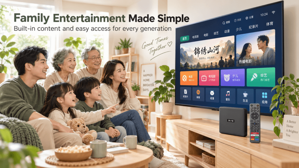 Family entertainment experience with SviCloud 15P TV Box