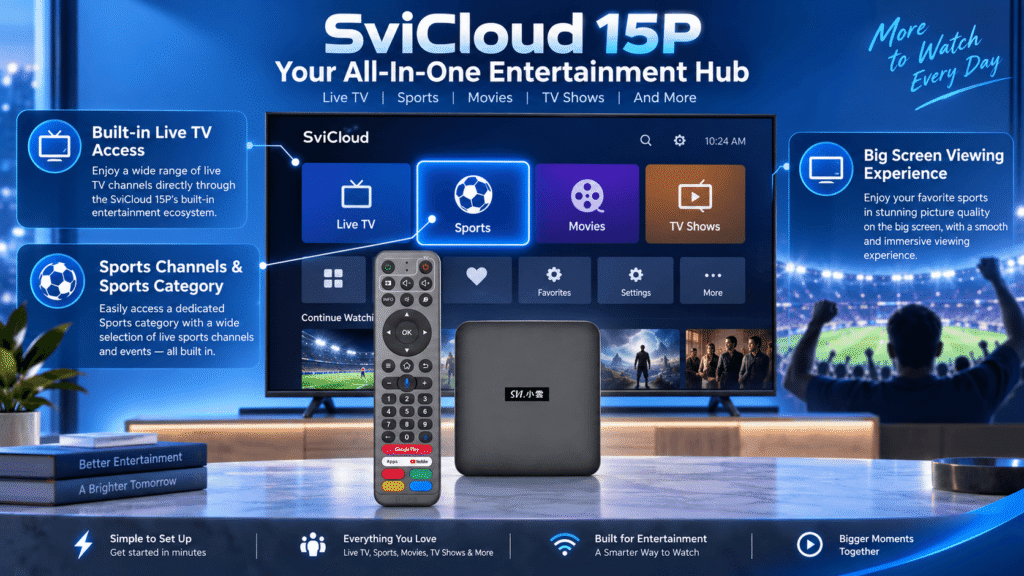 SviCloud 15P built-in sports category and live TV interface
