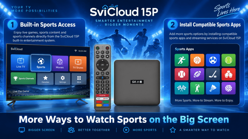 SviCloud 15P built-in sports channels and compatible sports apps
