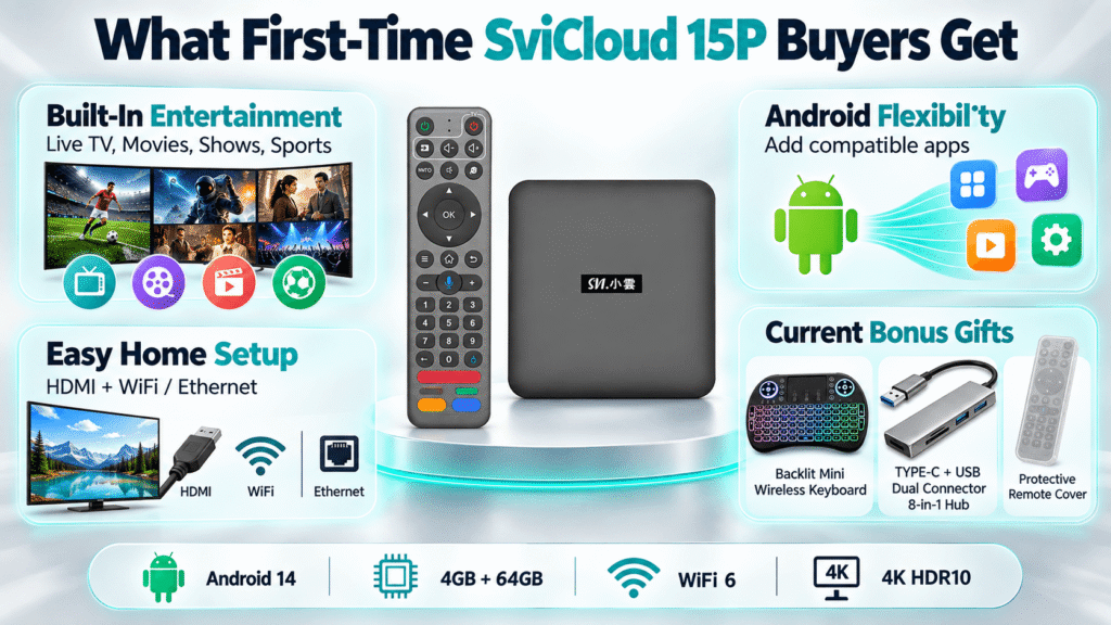 SviCloud 15P features built-in entertainment setup and three free gifts