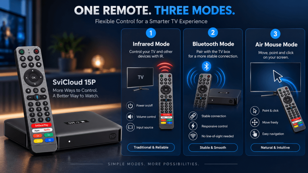 SviCloud 15P remote infrared Bluetooth and air mouse modes