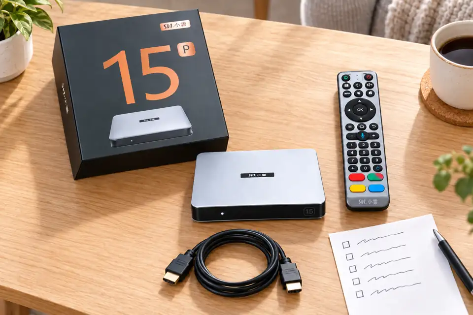 SviCloud 15P 電視盒、遙控器與 HDMI 線及送禮設定清單
