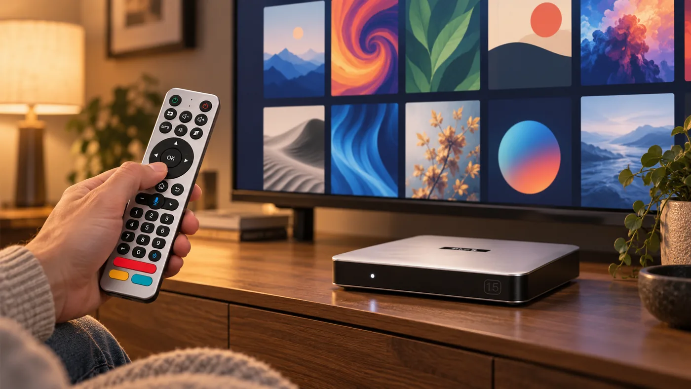 SviCloud 15P Smart Poster Wall scene with remote browsing a local movie collection