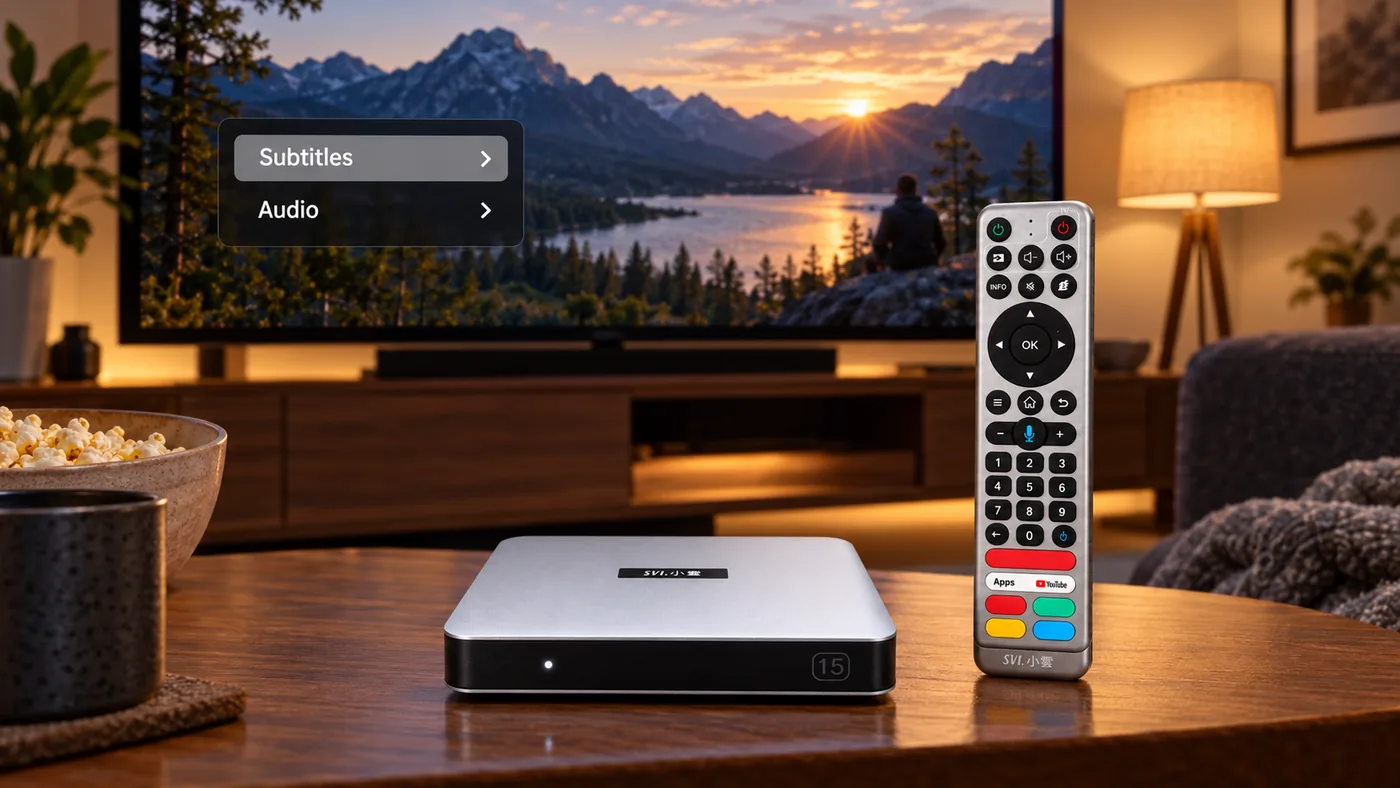 SviCloud 15P local media subtitle and audio selection on a television
